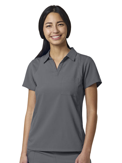 Women's One-Pocket Easy Comfort Placket Top - 6955 - Pewter