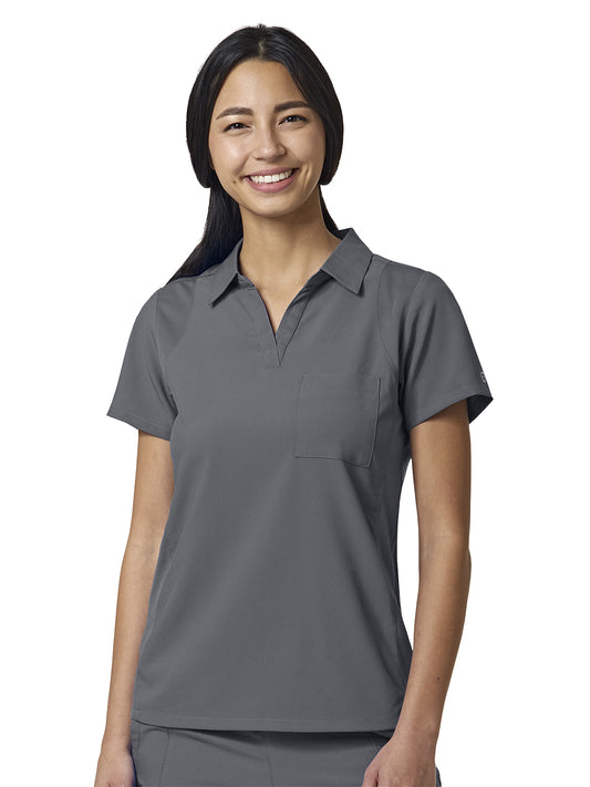 Women's One-Pocket Easy Comfort Placket Top - 6955 - Pewter