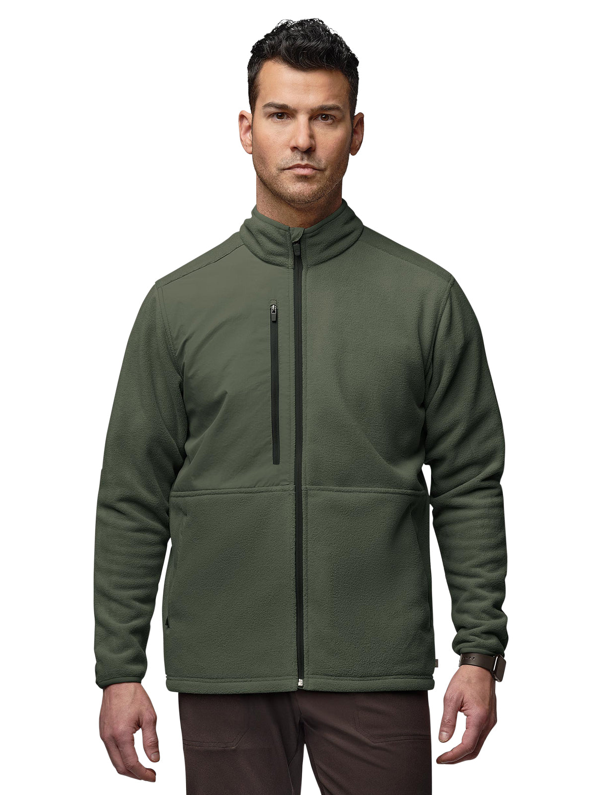 Men's Seven-Pocket Micro Fleece Zip Jacket - 8009 - Olive