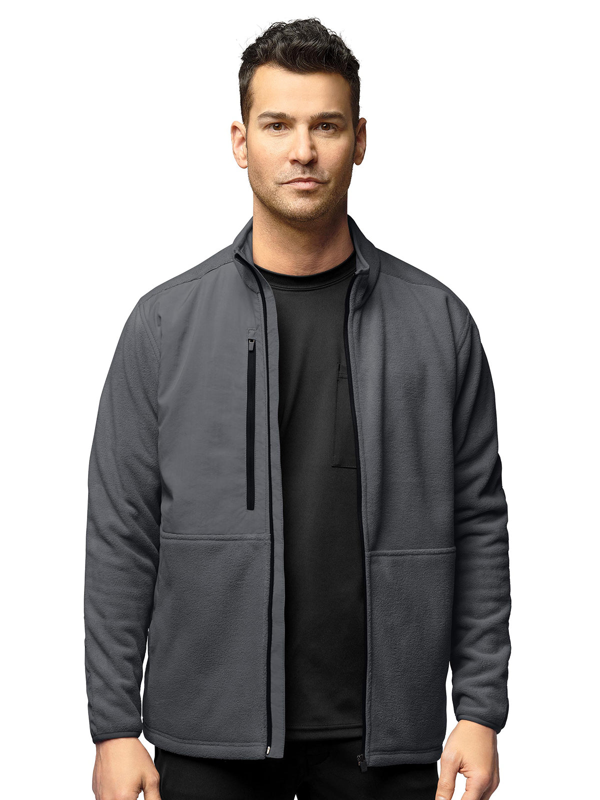 Men's Seven-Pocket Micro Fleece Zip Jacket - 8009 - Pewter