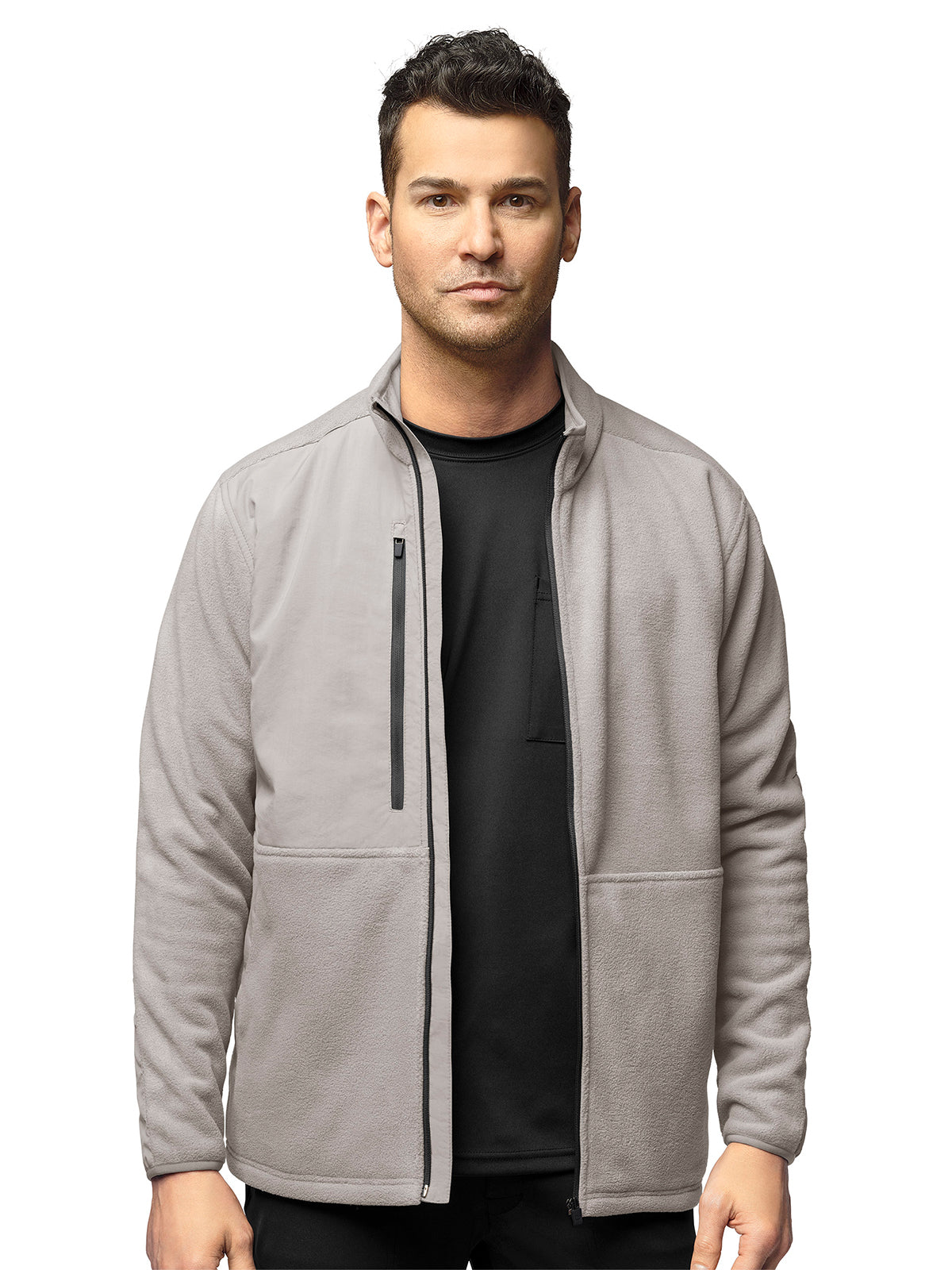 Men's Seven-Pocket Micro Fleece Zip Jacket - 8009 - Taupe