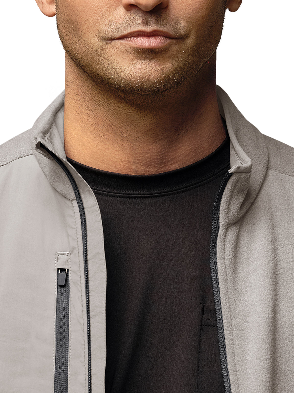 Men's Seven-Pocket Micro Fleece Zip Jacket - 8009 - Taupe