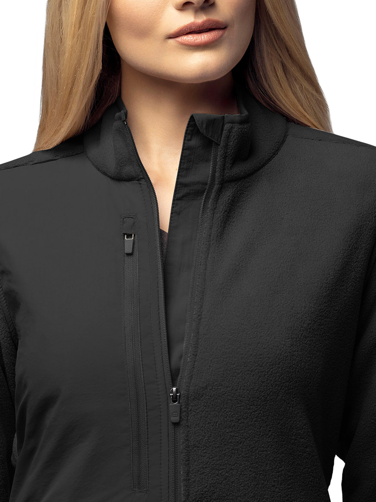 Women's Seven-Pocket Micro Fleece Zip Jacket - 8109 - Black