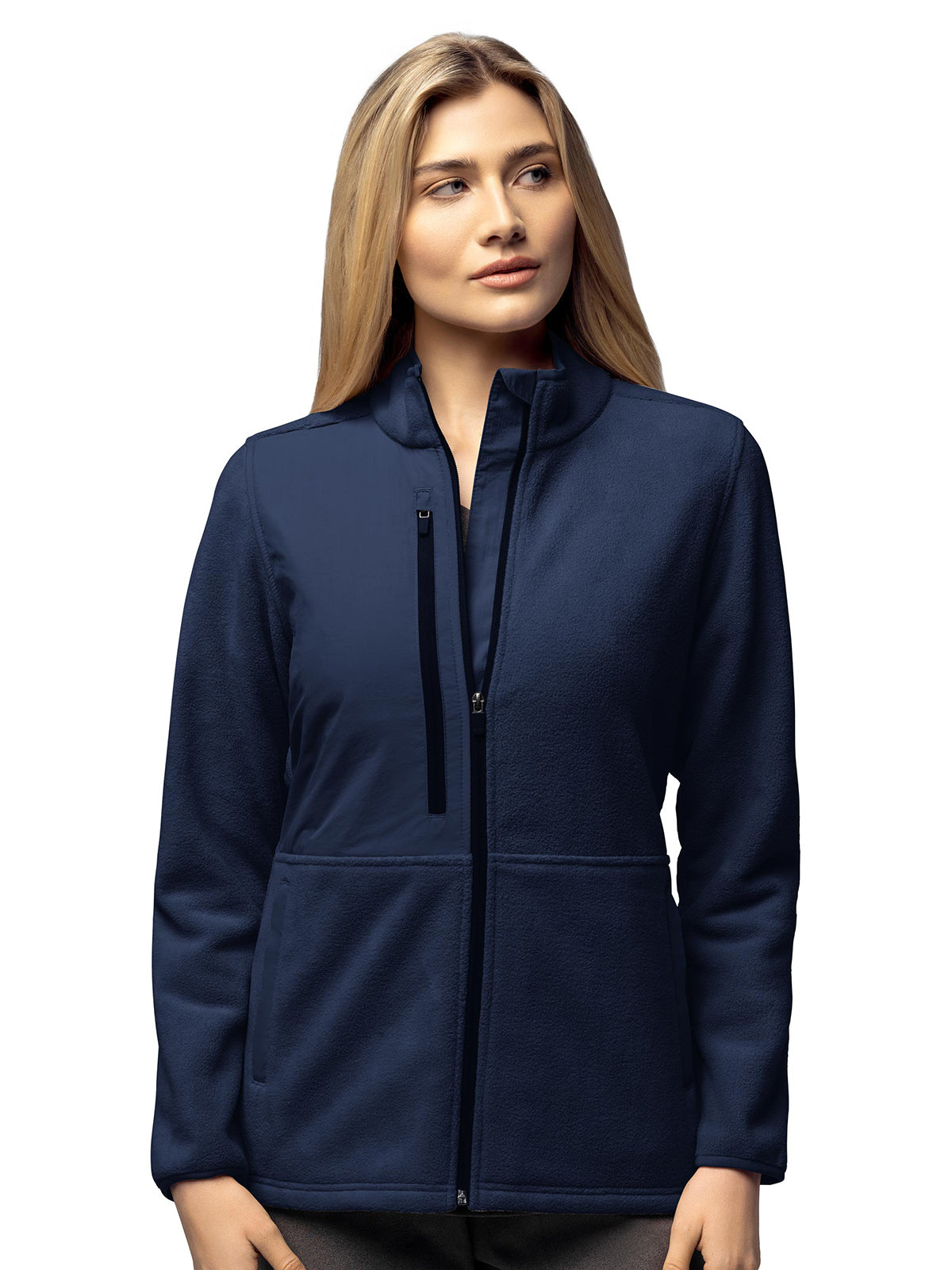 Women's Seven-Pocket Micro Fleece Zip Jacket - 8109 - Navy