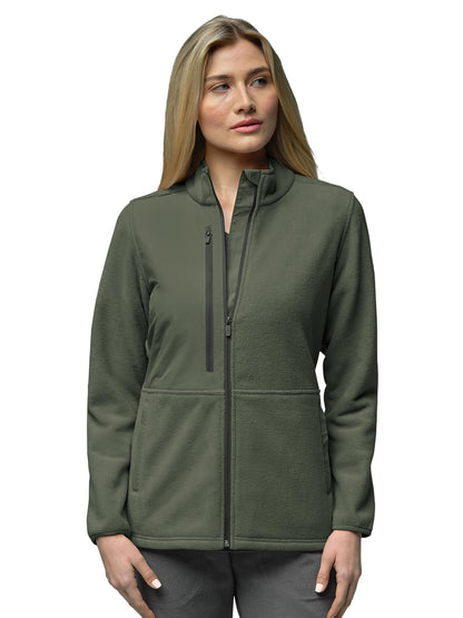 Women's Seven-Pocket Micro Fleece Zip Jacket - 8109 - Olive