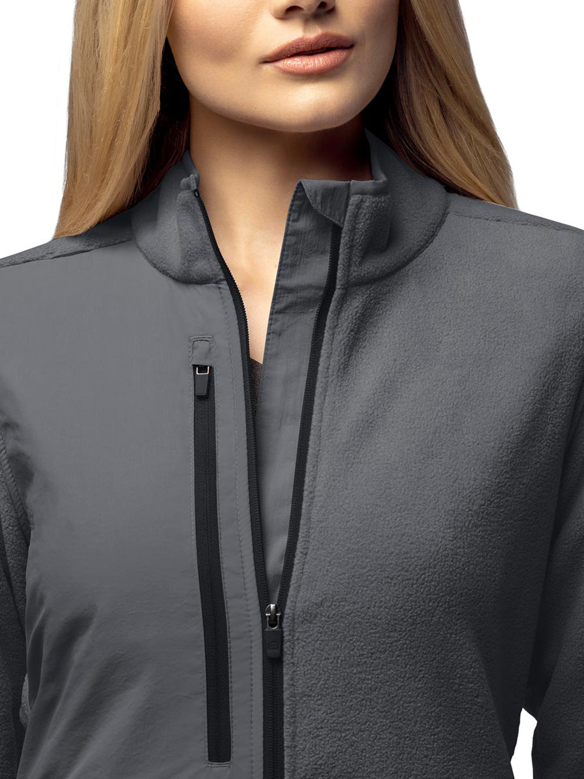 Women's Seven-Pocket Micro Fleece Zip Jacket - 8109 - Pewter