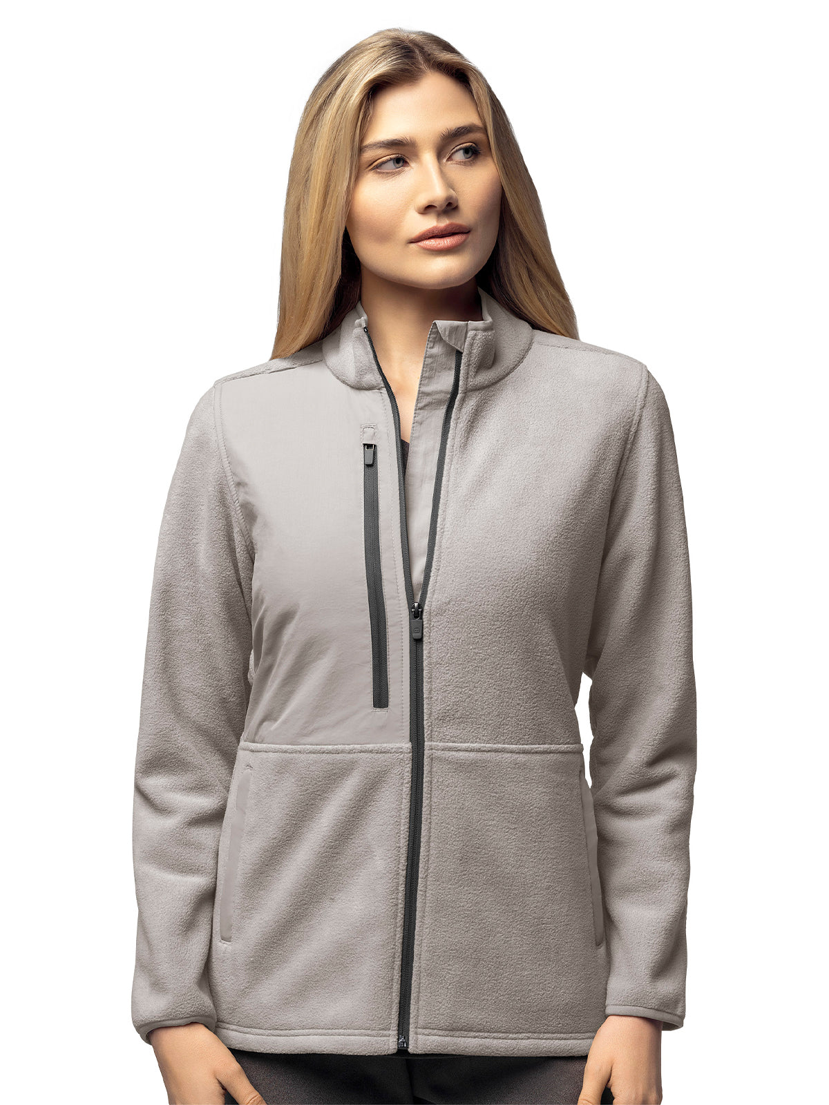 Women's Seven-Pocket Micro Fleece Zip Jacket - 8109 - Taupe