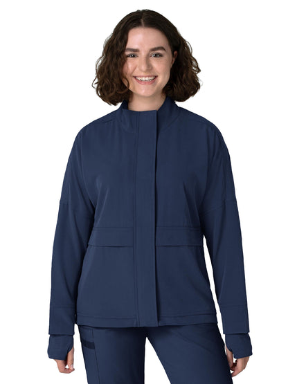 Women's Six-Pocket Packable Scrub Jacket - 8132 - Navy