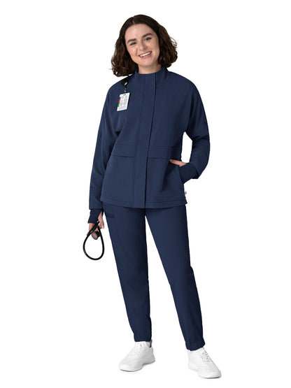 Women's Six-Pocket Packable Scrub Jacket - 8132 - Navy