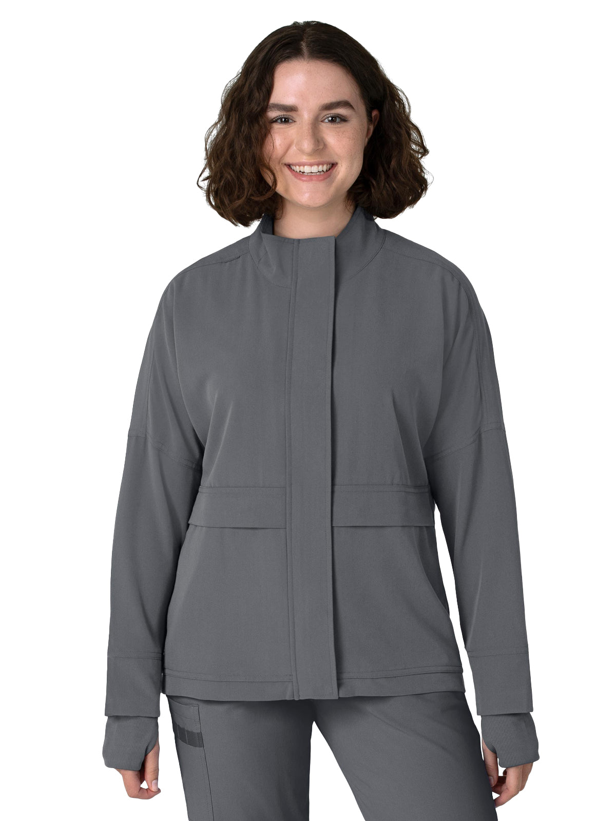 Women's Six-Pocket Packable Scrub Jacket - 8132 - Pewter