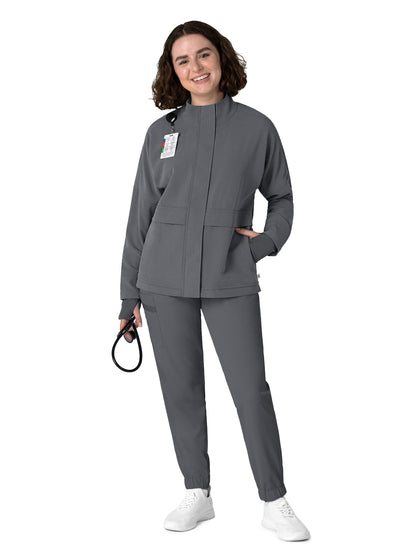 Women's Six-Pocket Packable Scrub Jacket - 8132 - Pewter