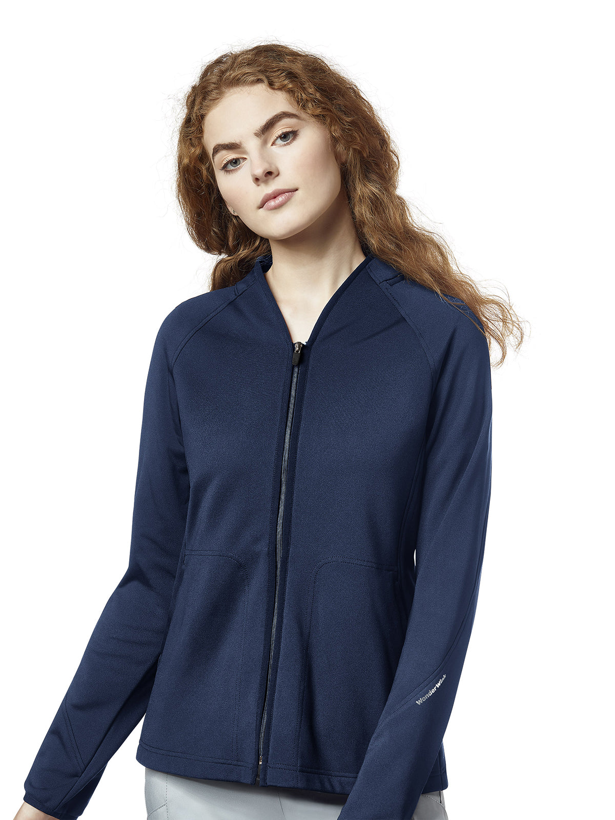 Women's Fleece Full Zip Scrub Jacket - 8209 - Navy