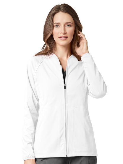 Women's Fleece Full Zip Scrub Jacket - 8209 - White