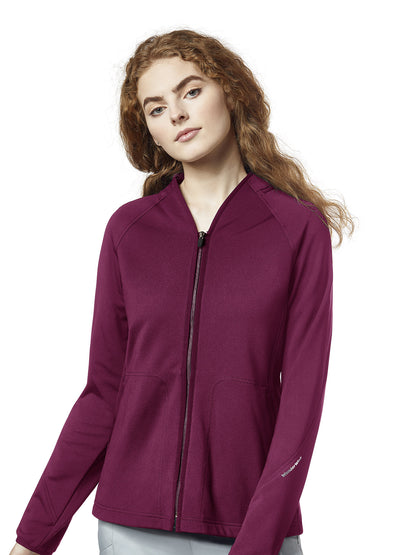 Women's Fleece Full Zip Scrub Jacket - 8209 - Wine