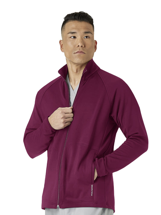 Men's Fleece Full Zip Scrub Jacket - 8309 - Wine