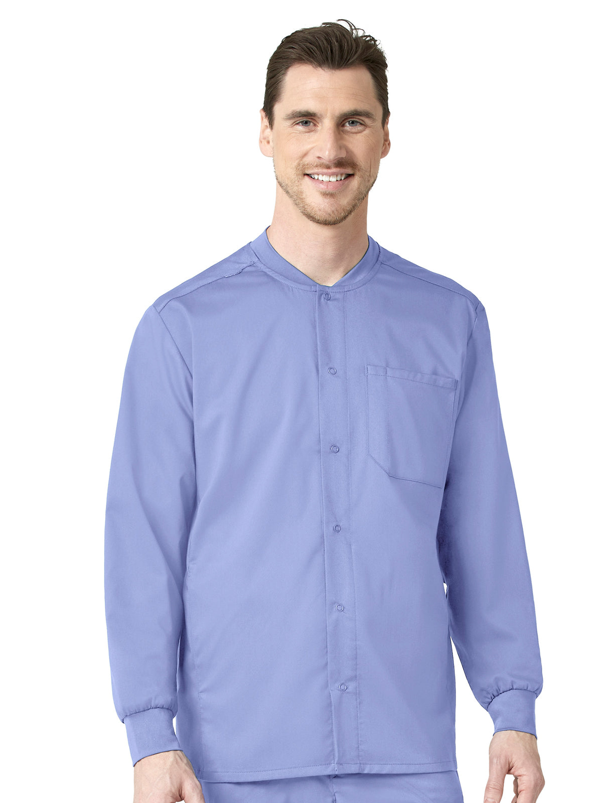 Men's Six-Pocket Snap-Front Warm-Up Jacket - 8319 - Ceil Blue