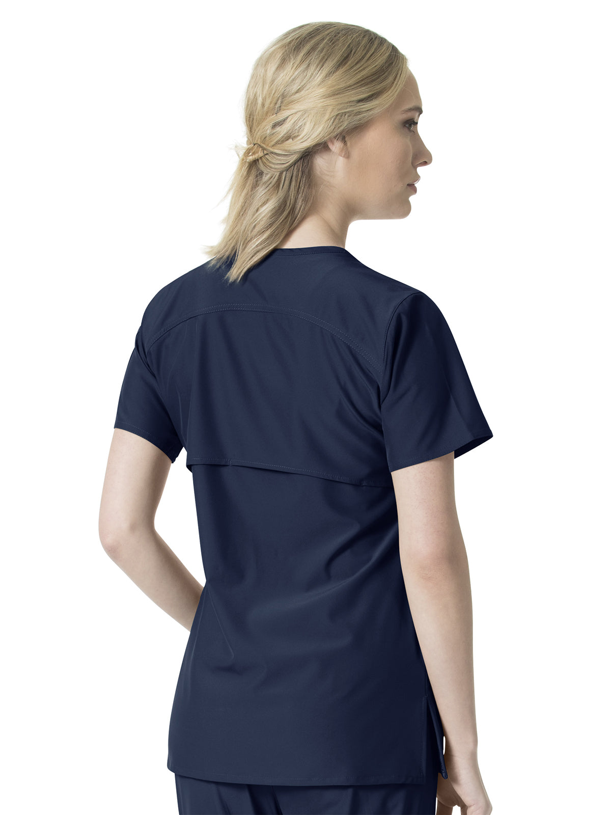 Women's Six-Pocket Modern Fit Twill V-Neck Top - C12106 - Navy