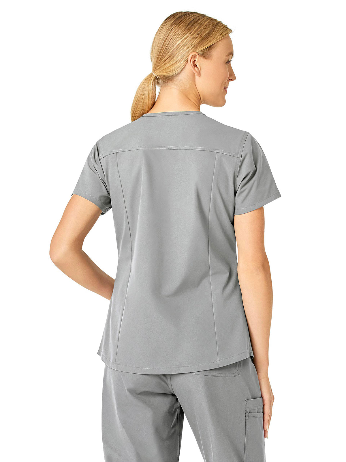 Women's Five-Pocket Modern Fit V-Neck Top - C12113 - Grey