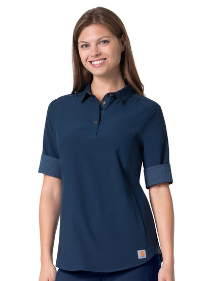 Women's Modern Fit Convertible Sleeve Top - C12710 - Navy