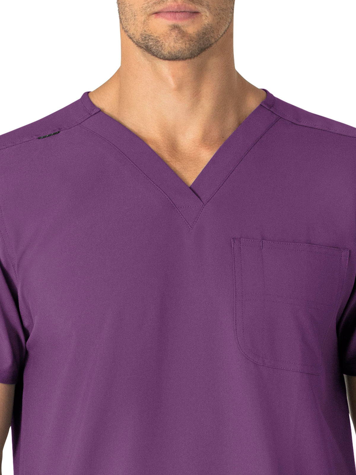 Unisex Seven-Pocket Modern Fit V-Neck Top - C15013 - Eggplant