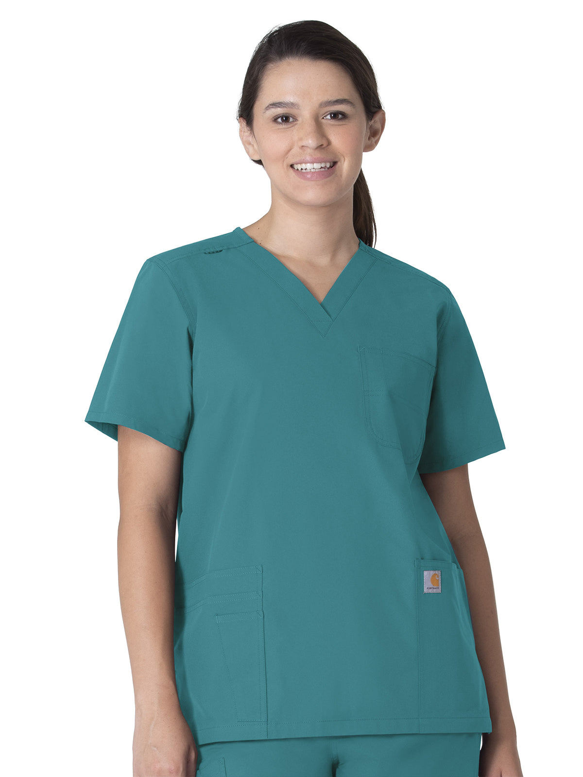 Unisex Seven-Pocket Modern Fit V-Neck Top - C15013 - Teal Blue