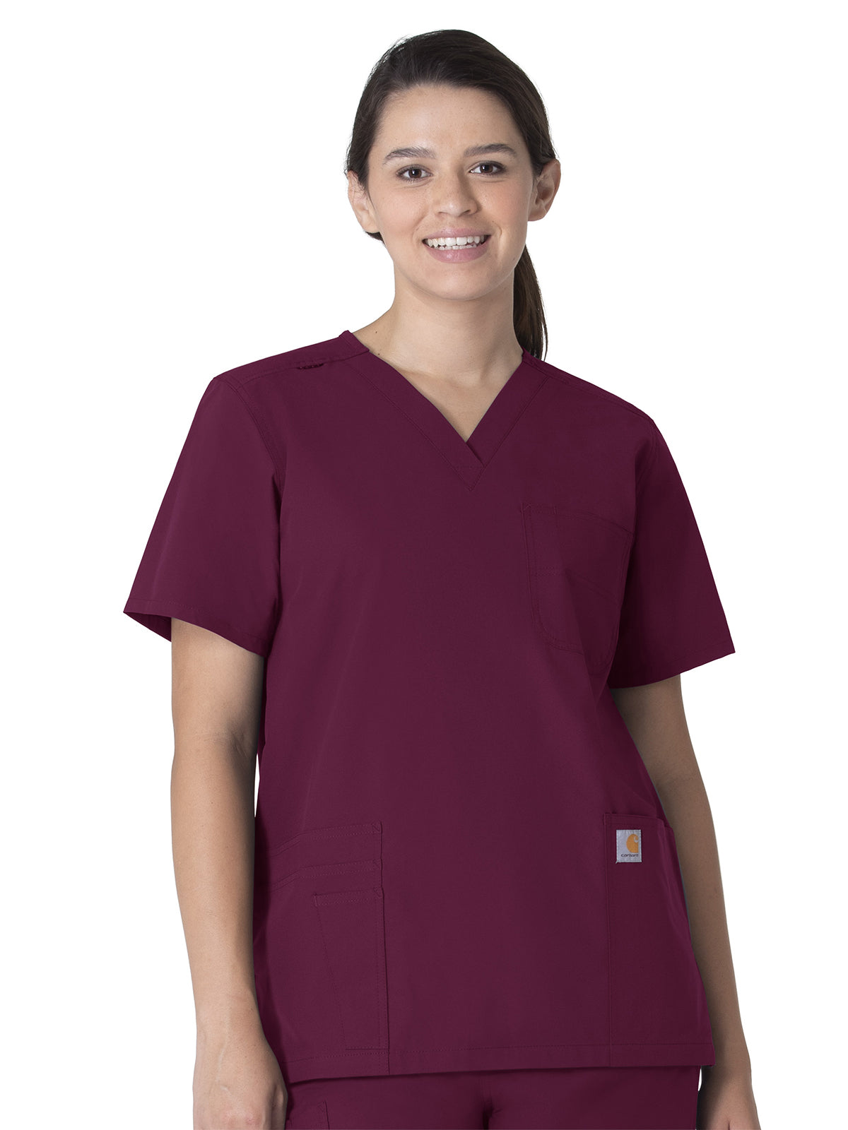 Unisex Seven-Pocket Modern Fit V-Neck Top - C15013 - Wine