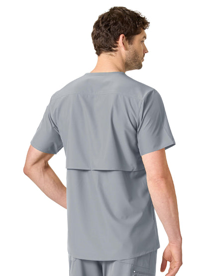 Men's Modern Fit Twill Chest Pocket Top - C15106 - Pewter