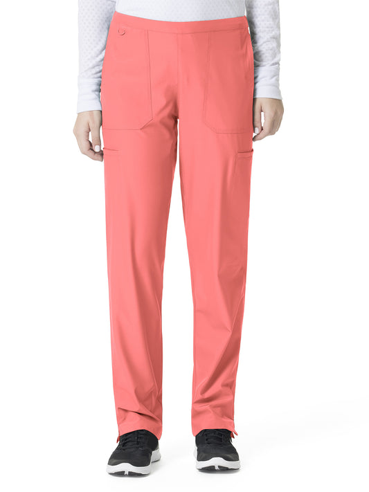 Women's Flat Front Straight Leg Pant - C52106 - Peach Pink