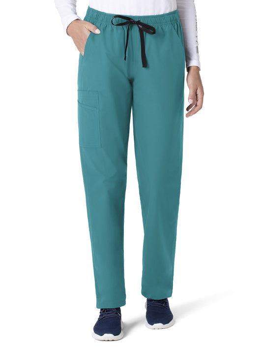 Unisex Six-Pocket Elastic Waist Pant - C55013 - Teal Blue