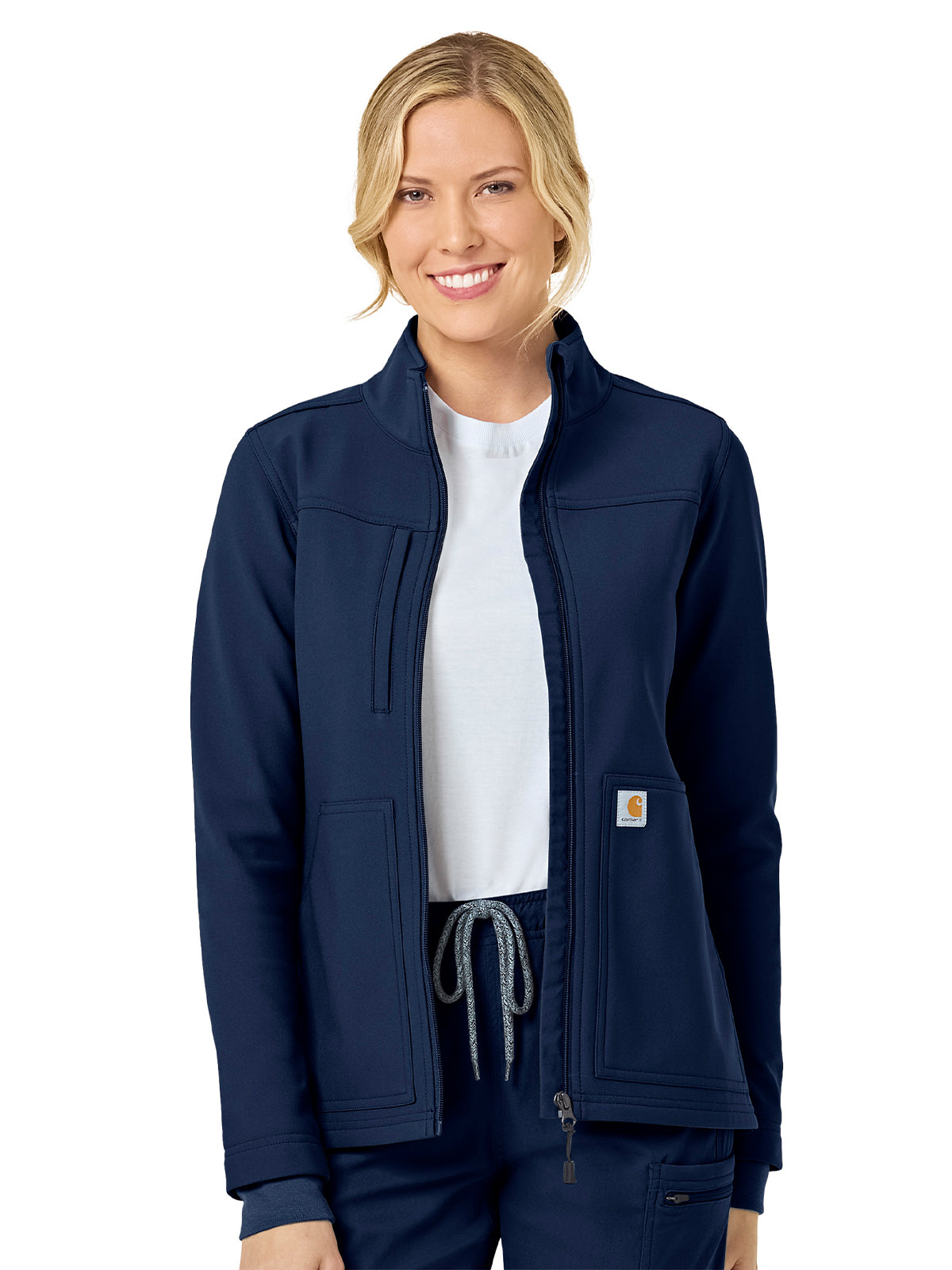 Women's Three-Pocket Bonded Fleece Jacket - C81023 - Navy