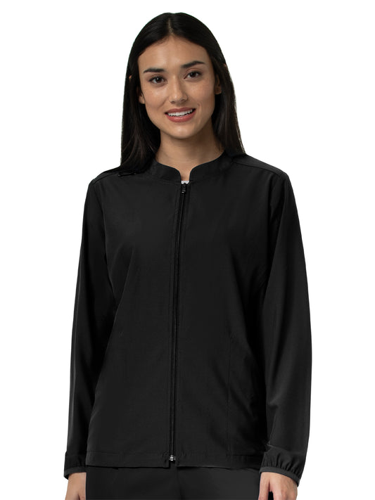Women's Zip-Front Scrub Jacket - C82106 - Black