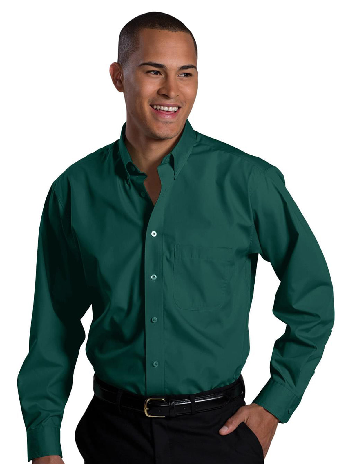 Men's Lightweight Long Sleeve Poplin Shirt - 1295 - Hunter