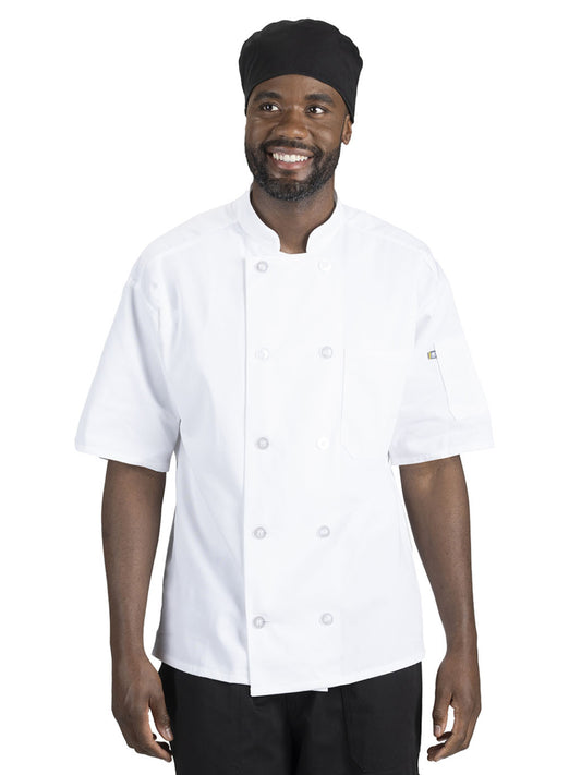 Unisex 10-Button Short Sleeve Chef Coat - 3306 - White