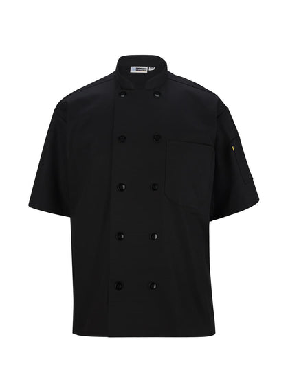 Unisex 10-Button Short Sleeve Chef Coat - 3306 - Black