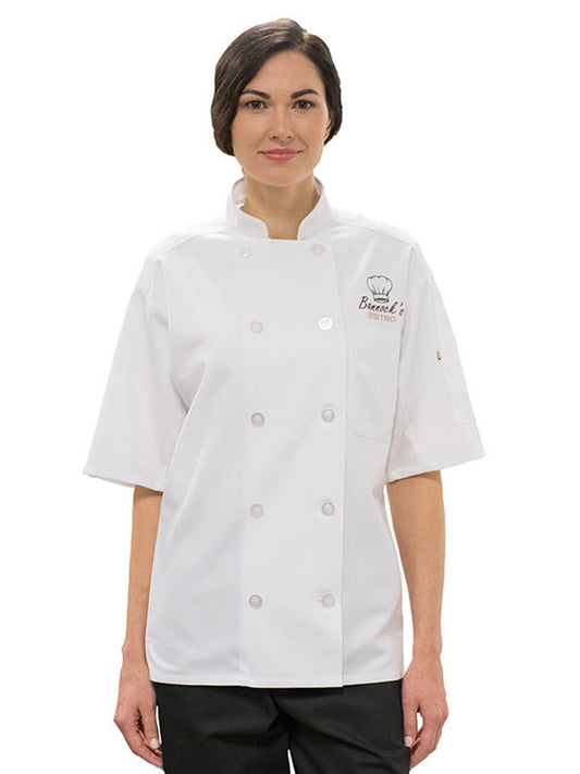 Unisex 10-Button Mesh-Back Chef Coat - 3333 - White