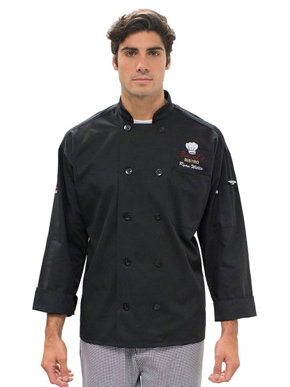 Unisex Long Sleeve Mesh Back Chef Coat - 3363 - Black