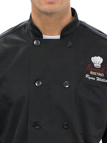 Unisex Long Sleeve Mesh Back Chef Coat - 3363 - Black