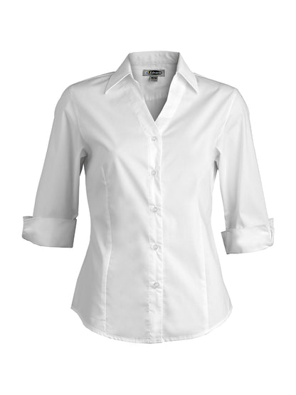 Women's 3/4 Sleeve V-Neck Shirt - 5045 - White