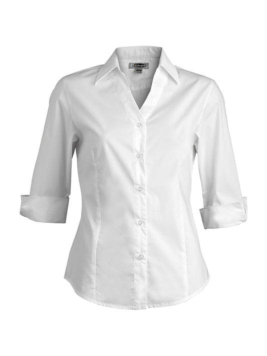 Women's 3/4 Sleeve V-Neck Shirt - 5045 - White