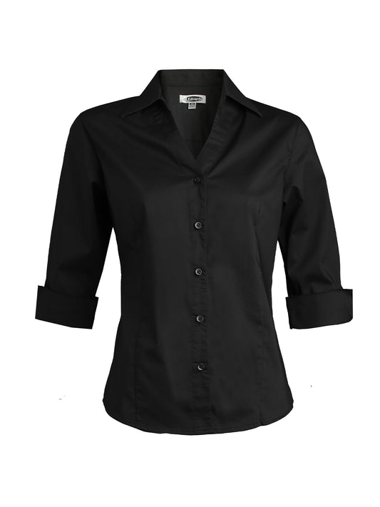 Women's 3/4 Sleeve V-Neck Shirt - 5045 - Black