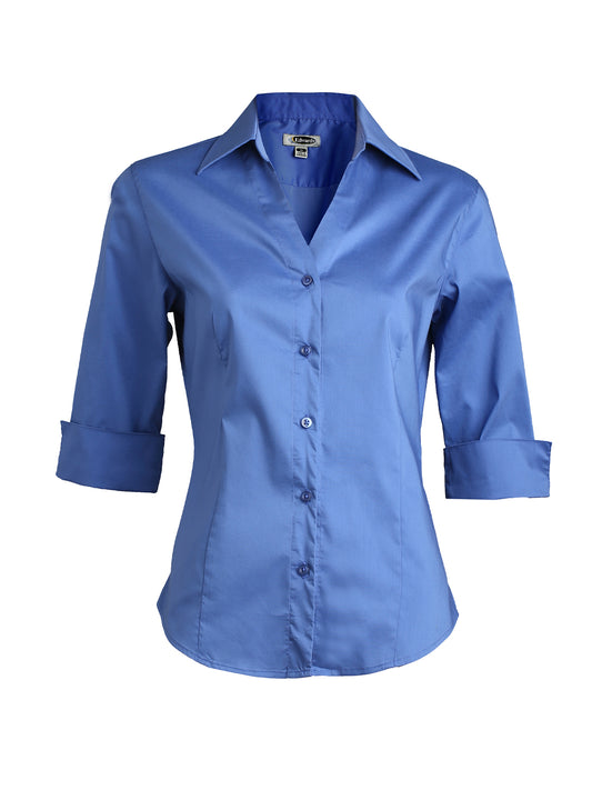 Women's 3/4 Sleeve V-Neck Shirt - 5045 - French Blue