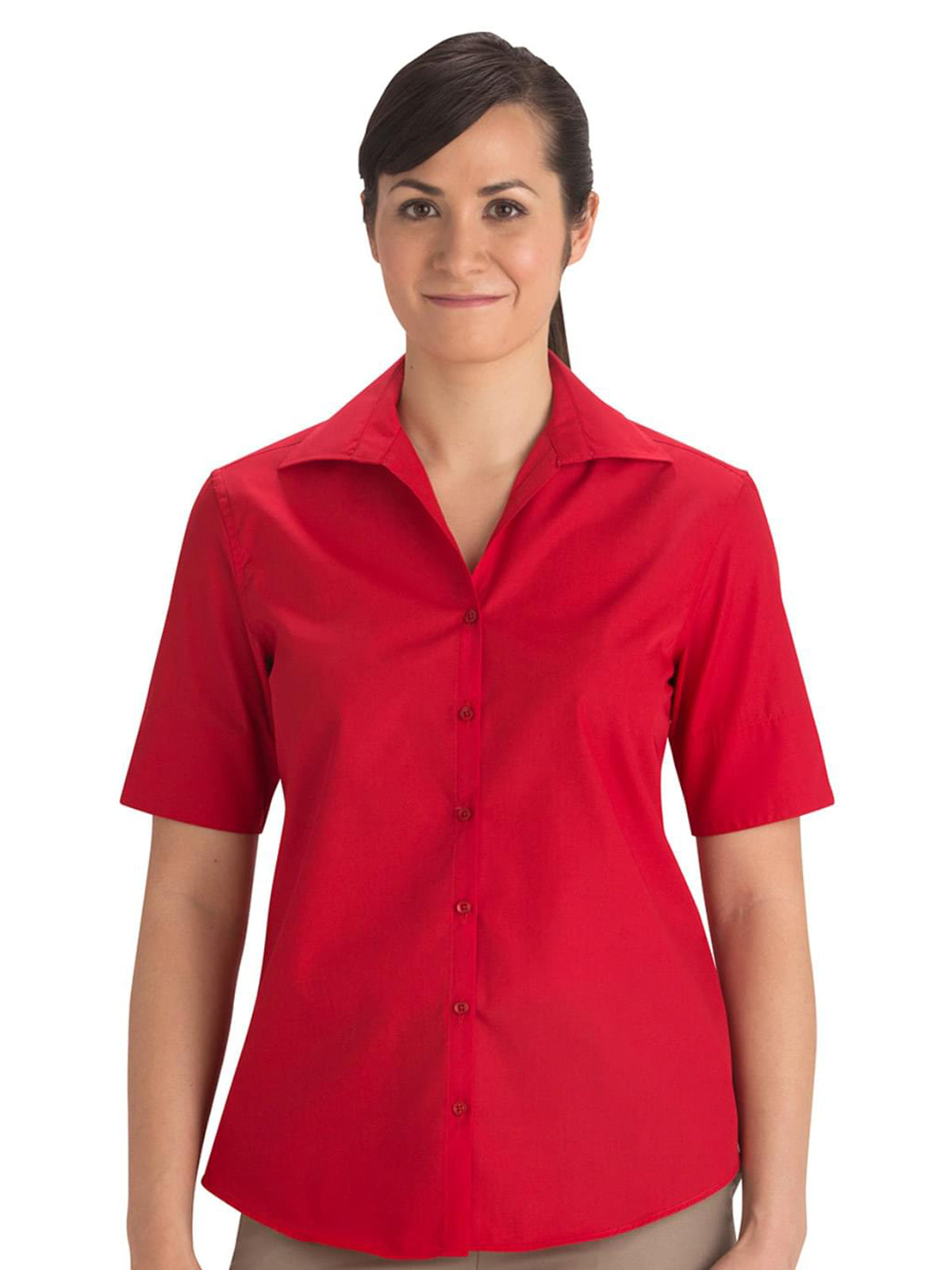 Women's Short Sleeve Lightweight Poplin Shirt - 5245 - Red