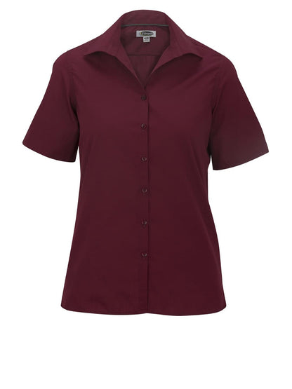 Women's Short Sleeve Lightweight Poplin Shirt - 5245 - Burgundy