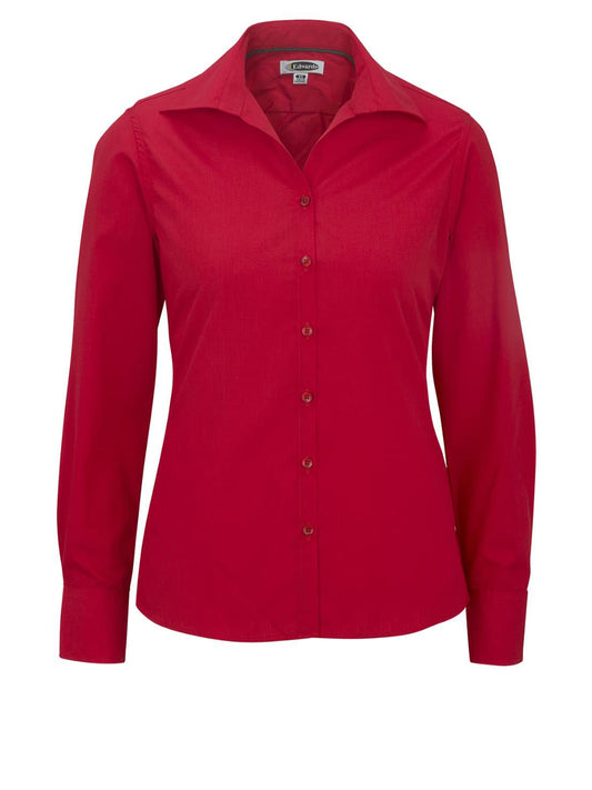 Women's Long Sleeve Lightweight Poplin Shirt - 5295 - Red