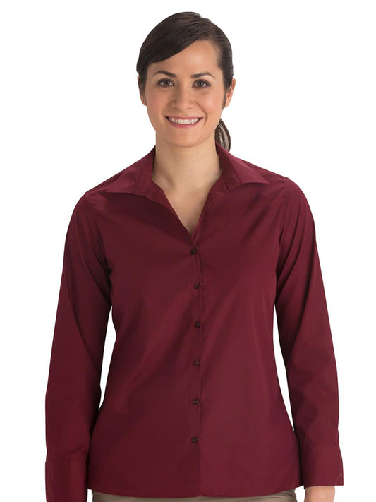 Women's Long Sleeve Lightweight Poplin Shirt - 5295 - Burgundy