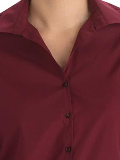 Women's Long Sleeve Lightweight Poplin Shirt - 5295 - Burgundy