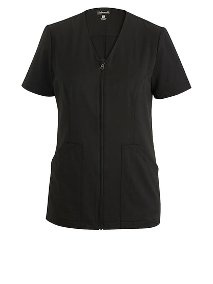 Women's Stretch Full-Zip Tunic Shirt - 7260 - Black