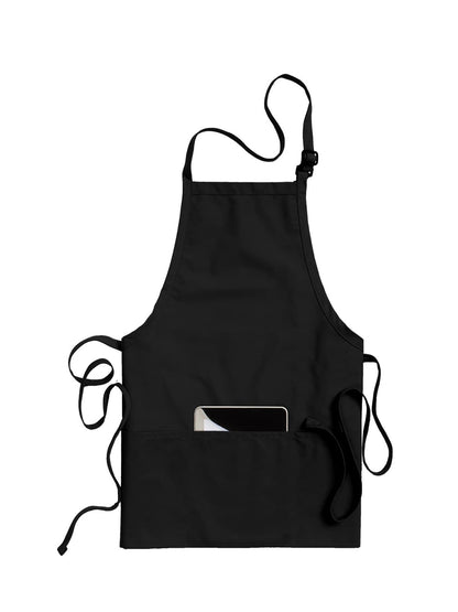 Unisex 3-Pocket Bib Apron - 9002 - Black