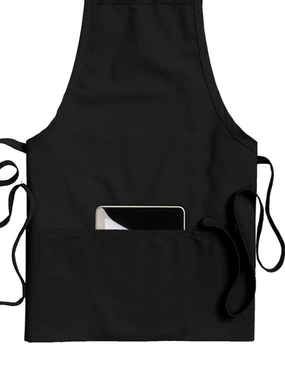 Unisex 3-Pocket Bib Apron - 9002 - Black