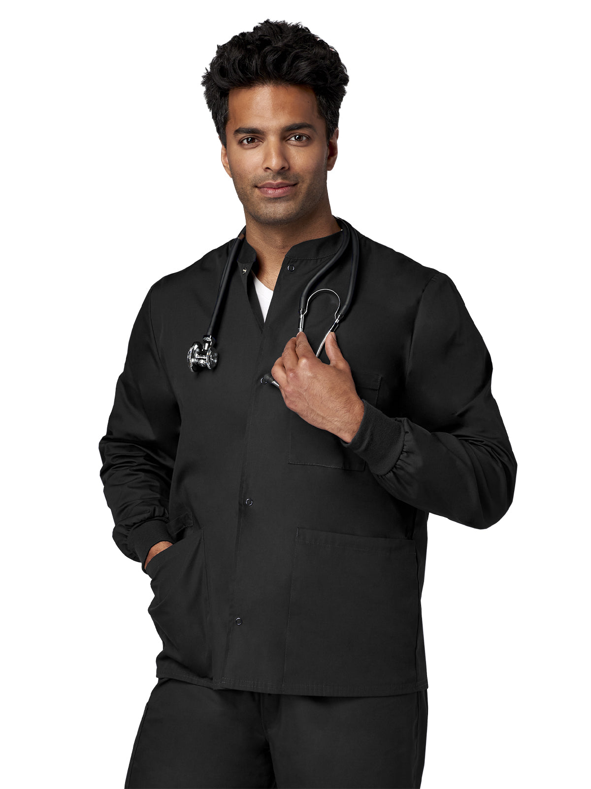 Unisex 4-Pocket Snap Front Jacket - 14780 - Black